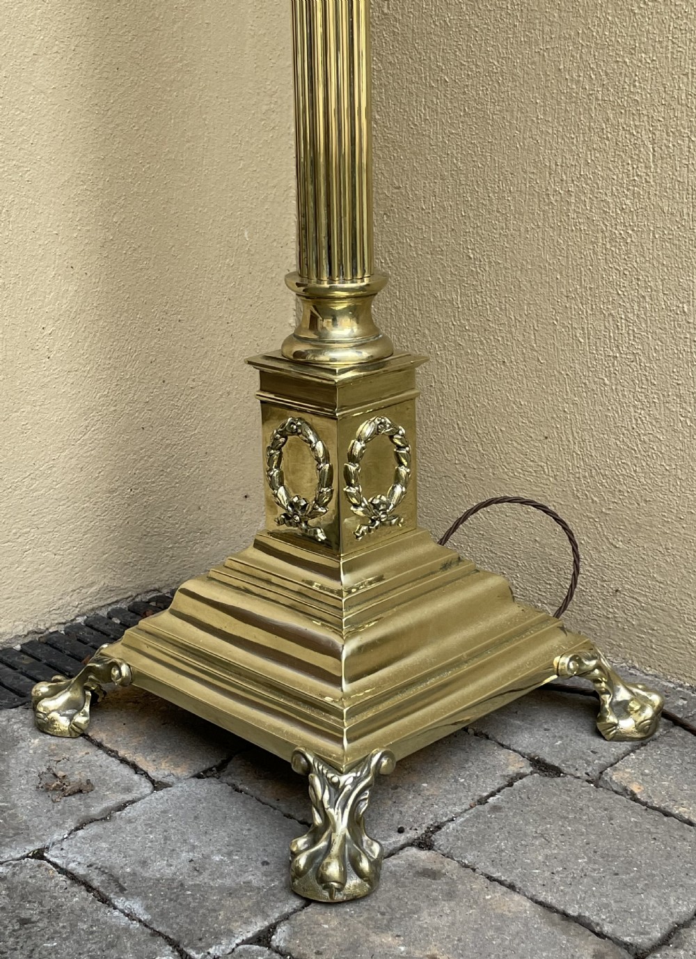 Victorian Brass Corinthian Column Standard Lamp View II