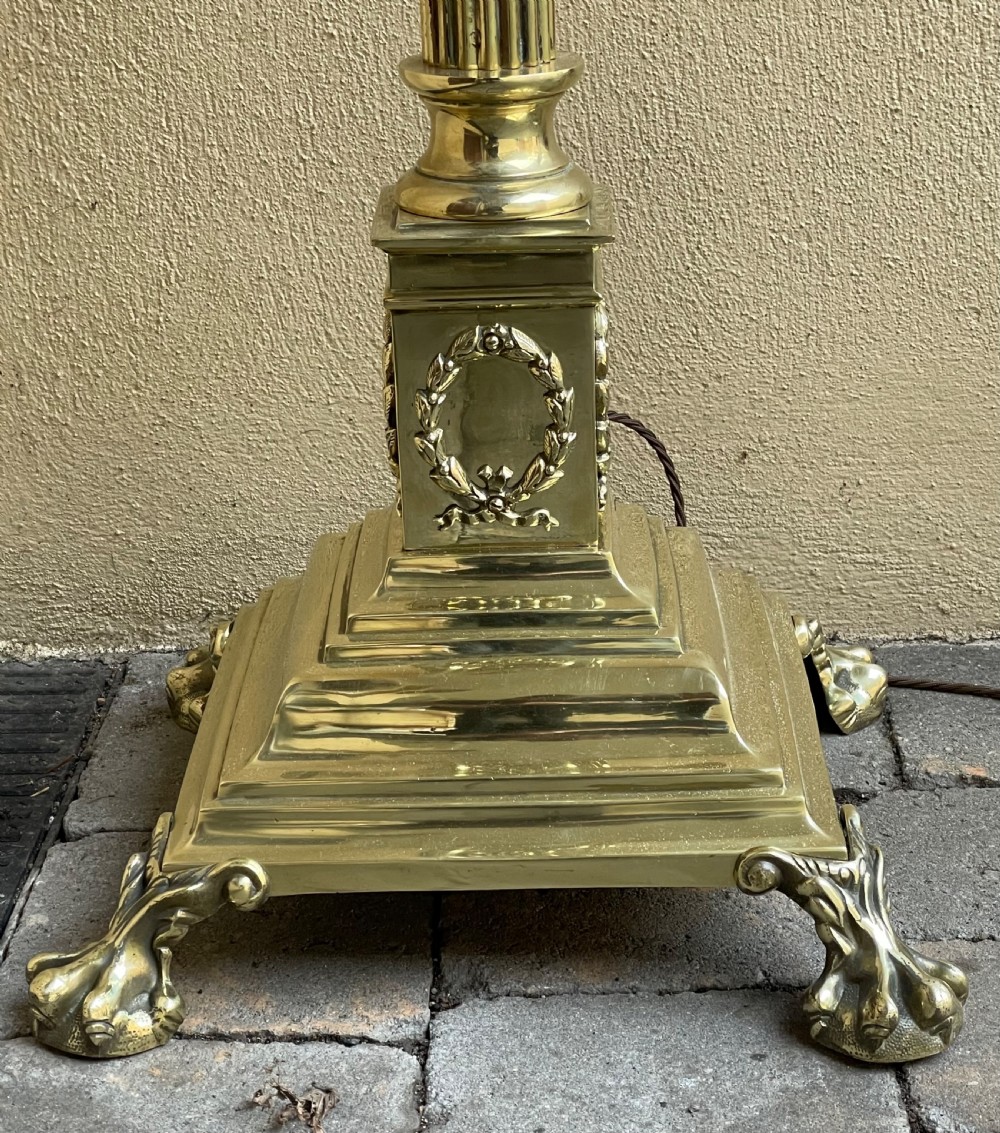Victorian Brass Corinthian Column Standard Lamp View III