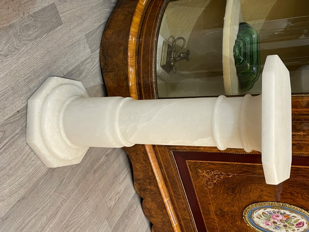 Mid 20th Century Alabaster Column Plant Stand View II