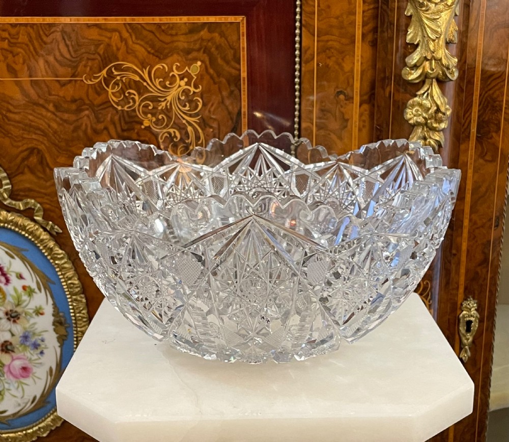 Large and Heavy American Brilliant Cut Crystal Bowl