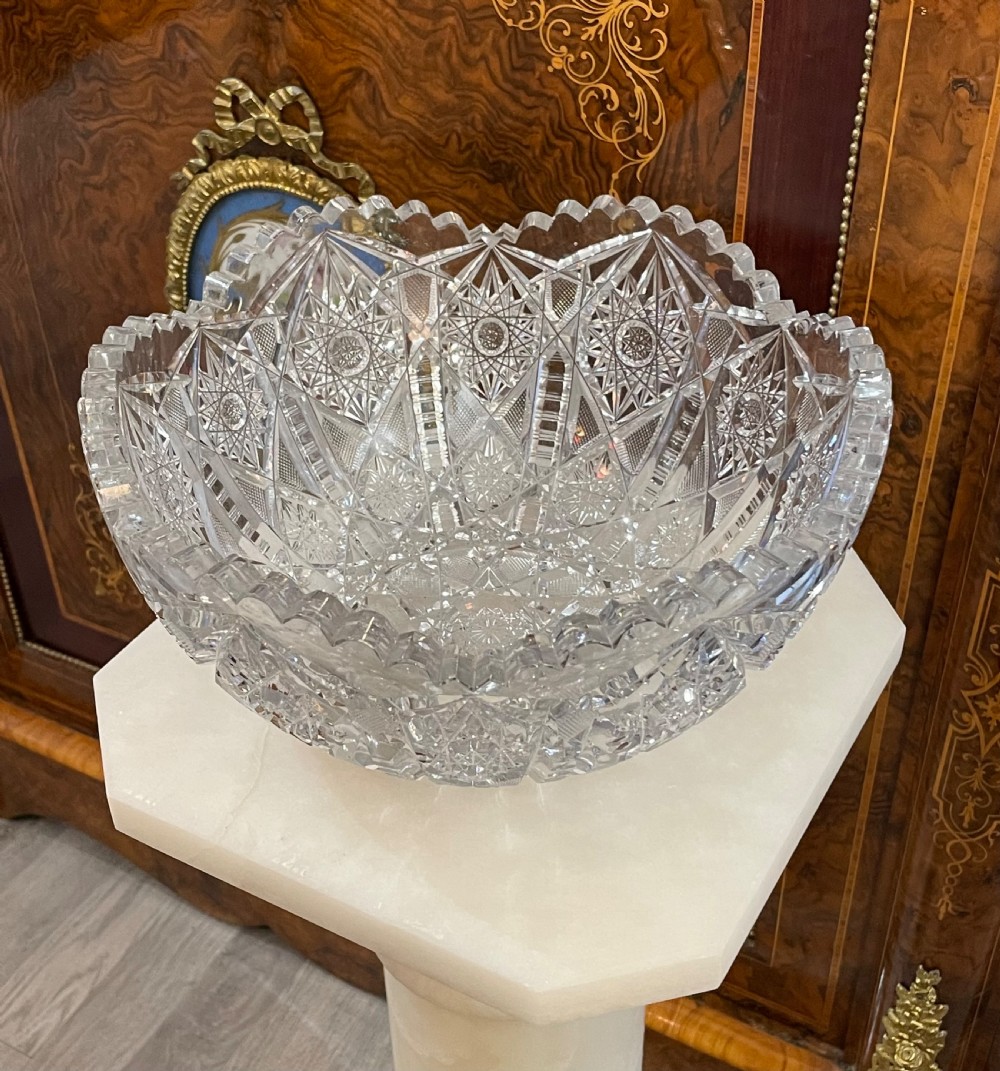 Large and Heavy American Brilliant Cut Crystal Bowl View II