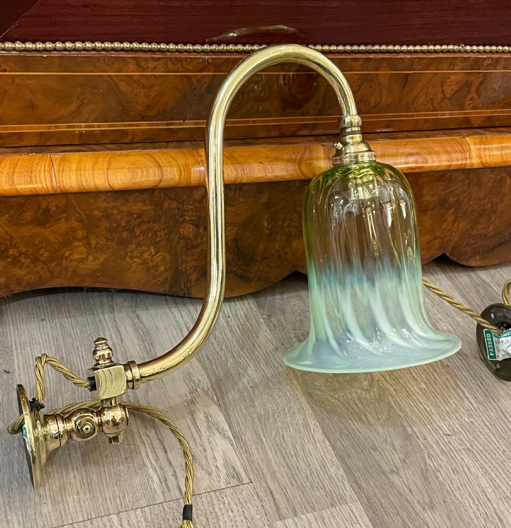 Pair of Edwardian Brass Gas Wall Lights, converted  View II