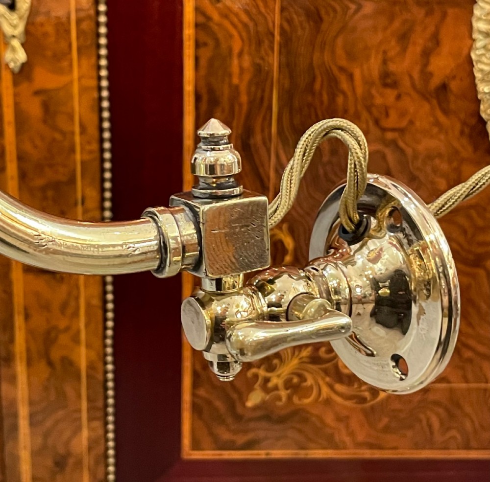 Pair of Edwardian Brass Gas Wall Lights, converted  View V