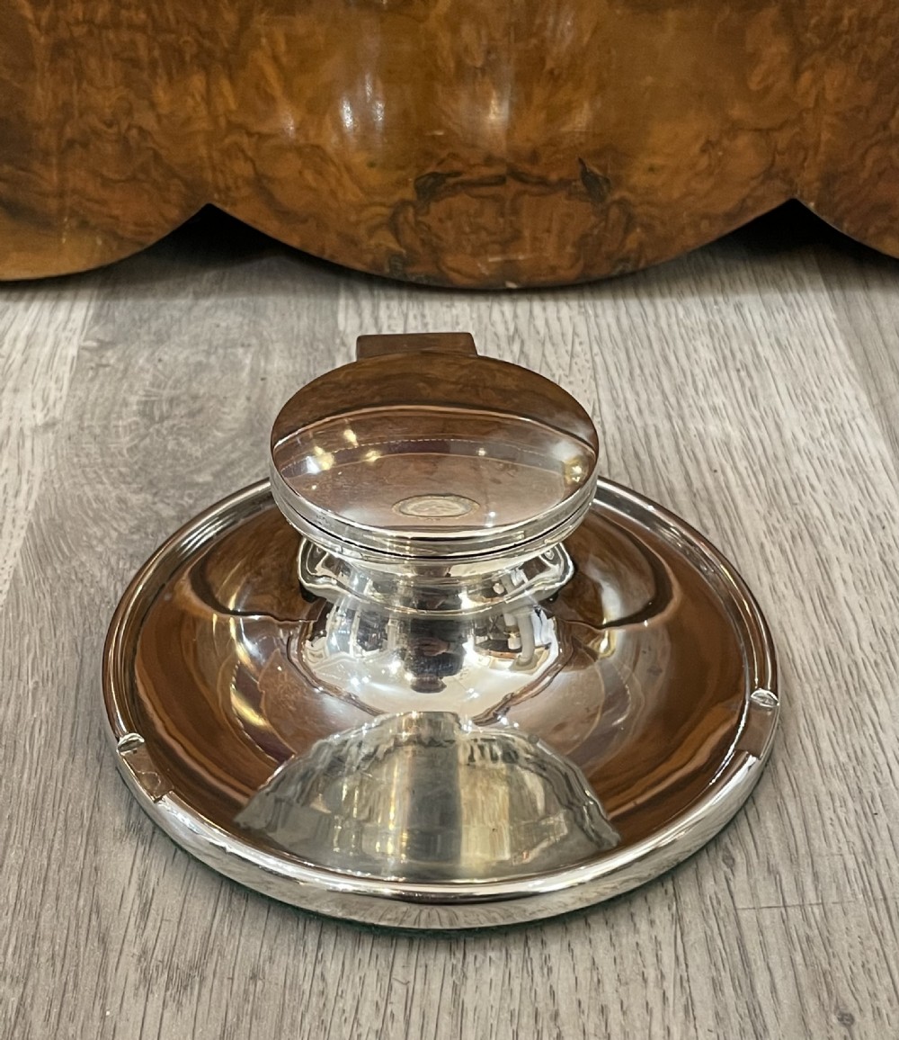 Large George V Silver Inkwell by A & J Zimmerman 
