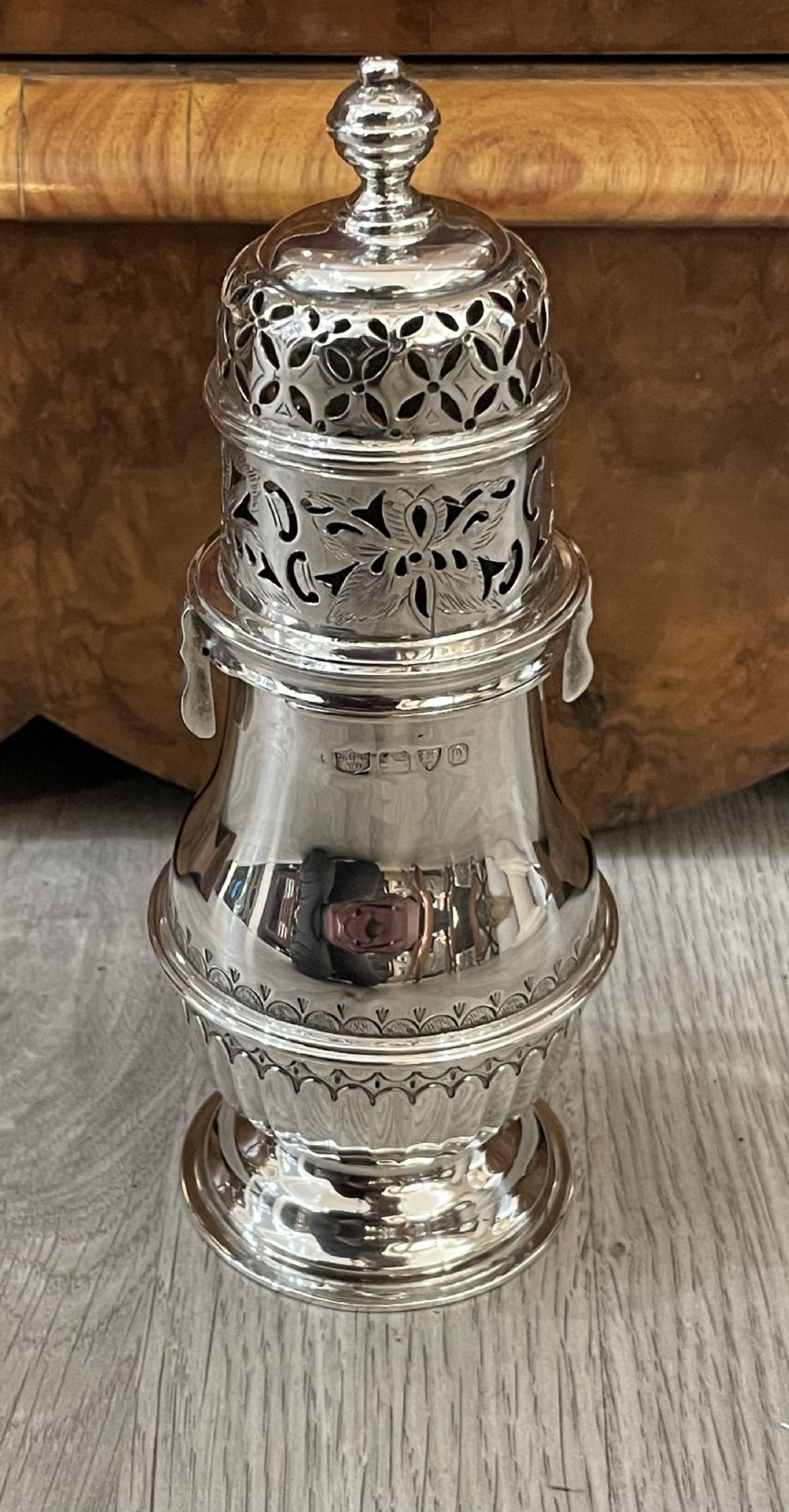 Queen Anne Style Silver Sugar Caster, Chester