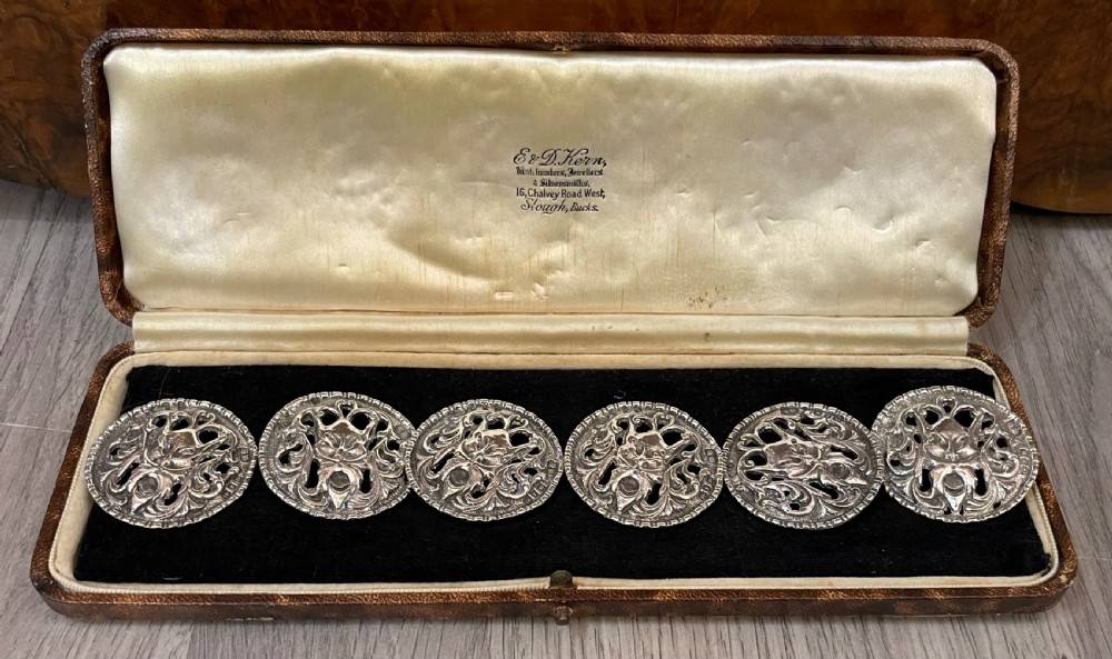 Large Set of Victorian Cast Silver Buttons, 1899