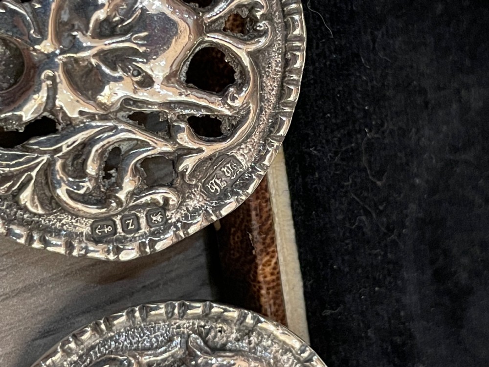 Large Set of Victorian Cast Silver Buttons, 1899 View IV