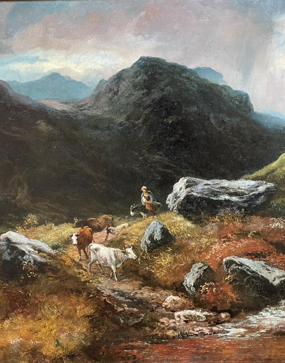 Very Large 19th Century Highland Landscape Oil Painting, Franz Hoepfner View II