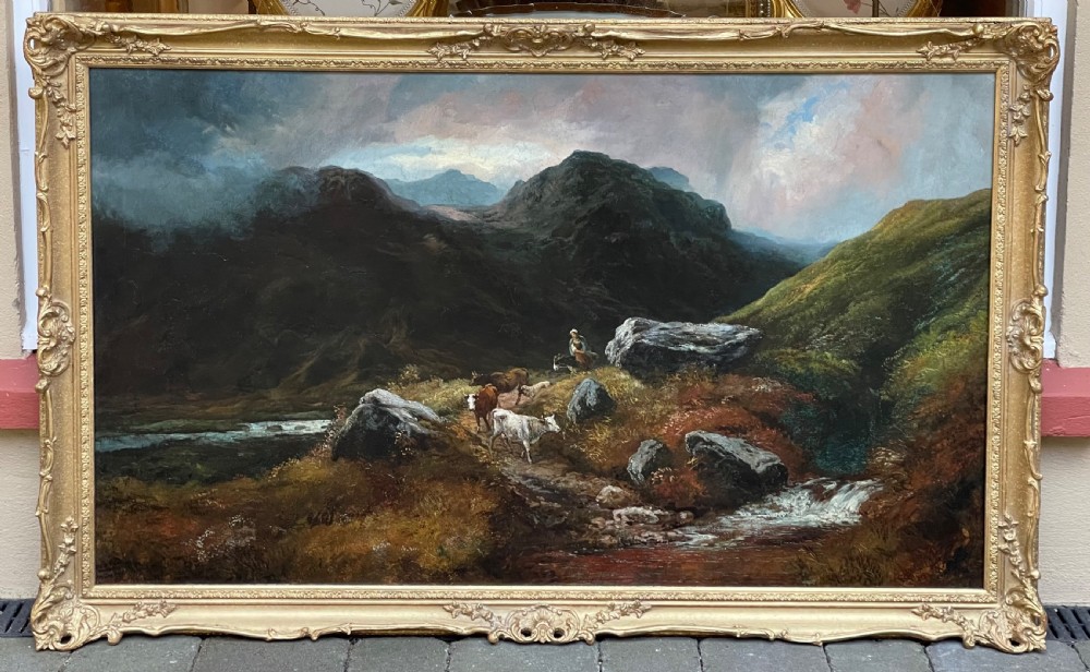 Very Large 19th Century Highland Landscape Oil Painting, Franz Hoepfner View IV