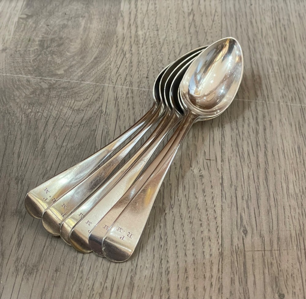 Set of Six Georgian Silver Teaspoons, 1809 View IV