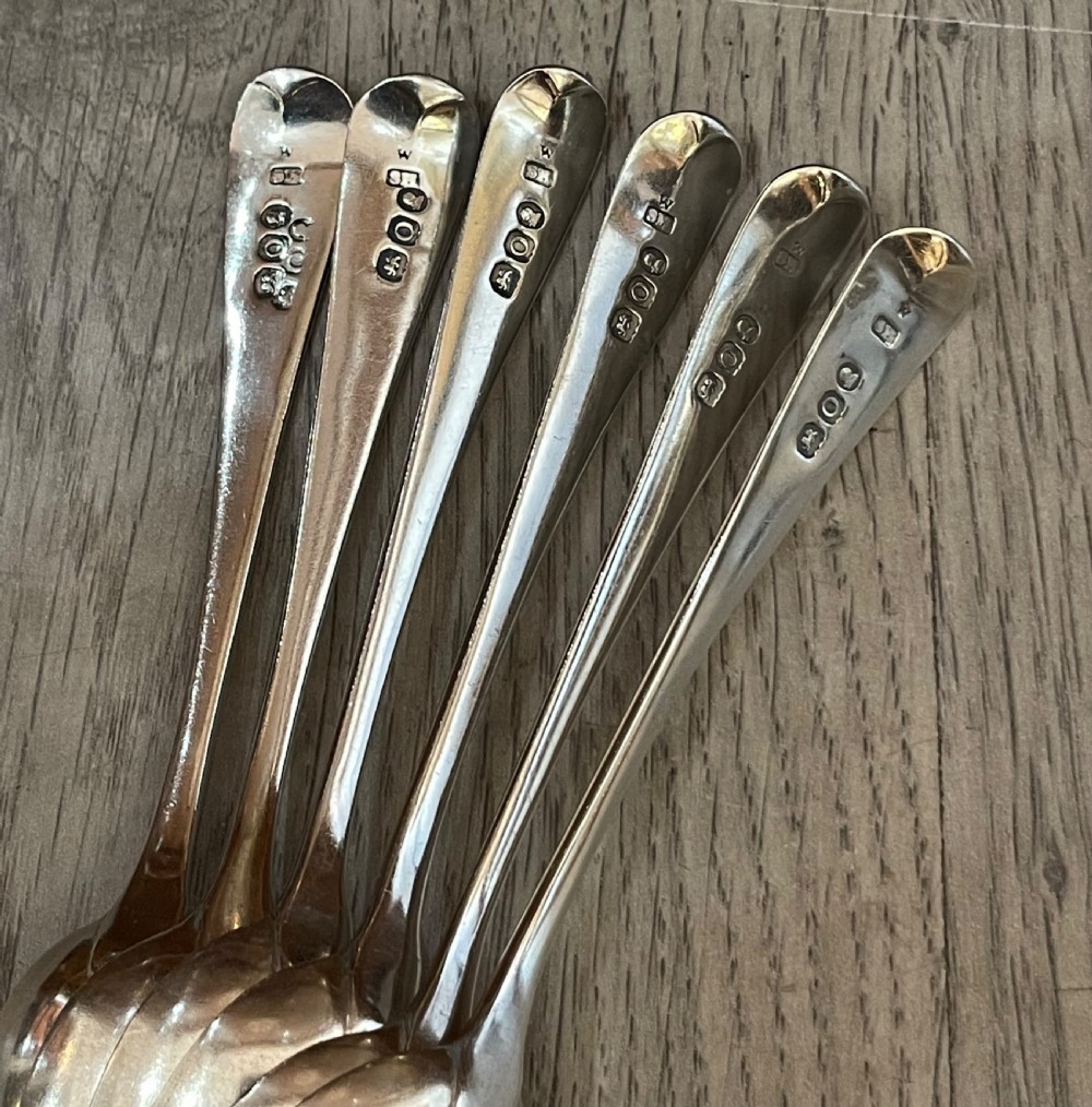 Set of Six Georgian Silver Teaspoons, 1809 View VI