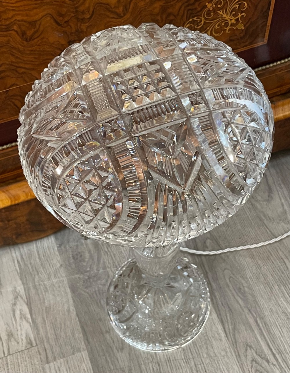 1930s Cut Glass Mushroom Table Lamp View II