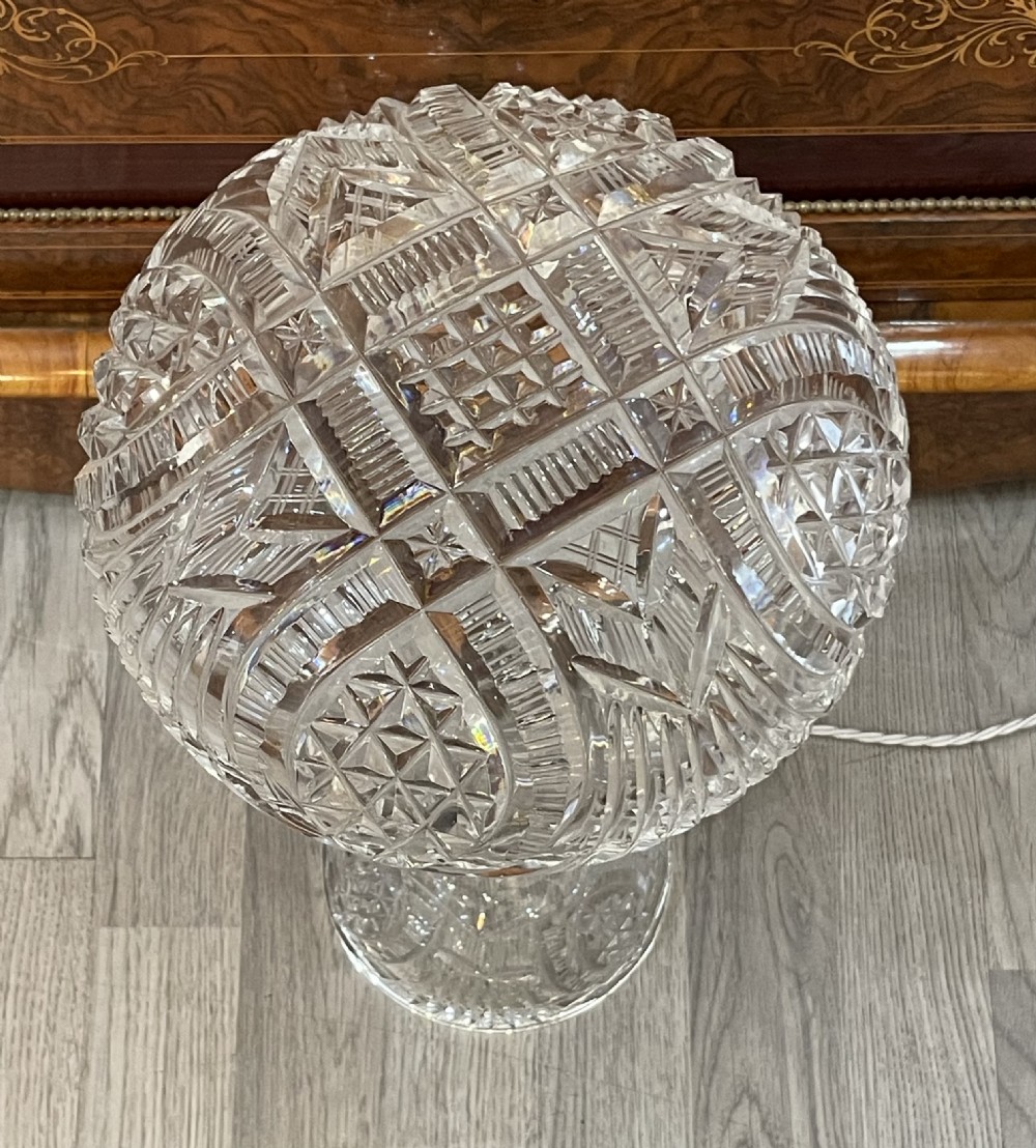 1930s Cut Glass Mushroom Table Lamp View III