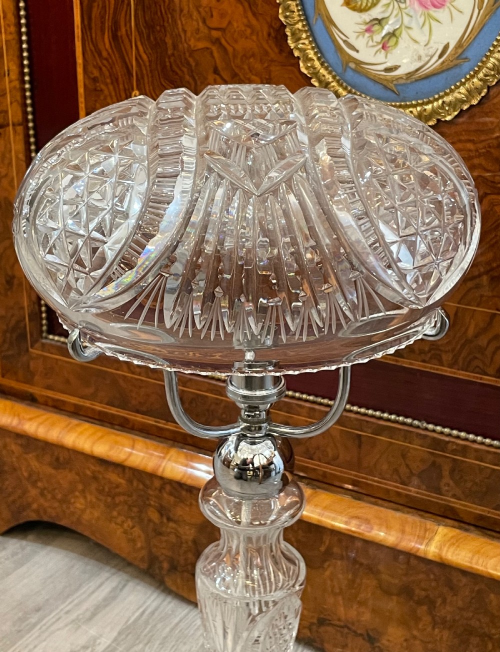 1930s Cut Glass Mushroom Table Lamp View IV