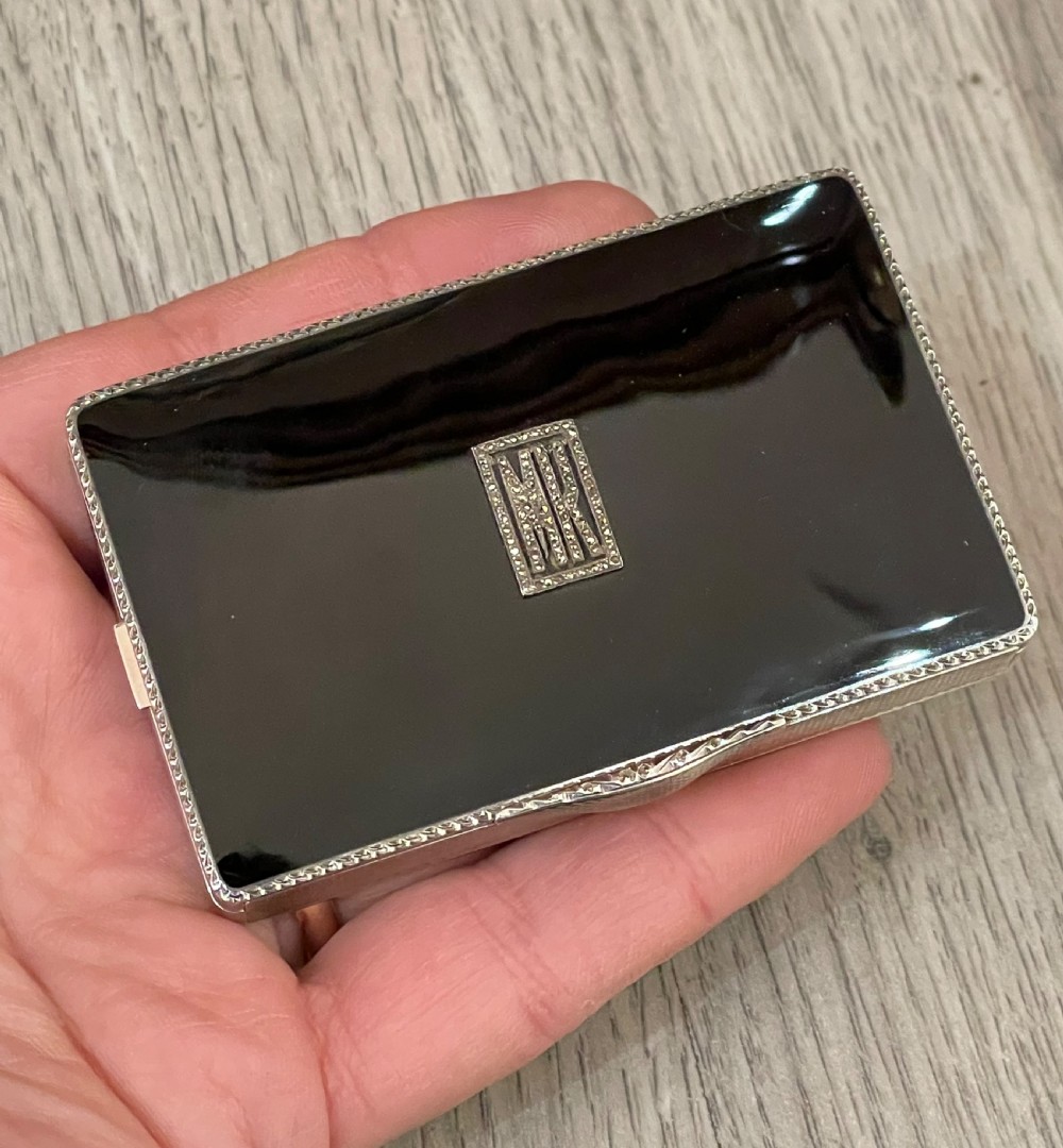 Fantastic Art Deco Silver & Enamel Compact