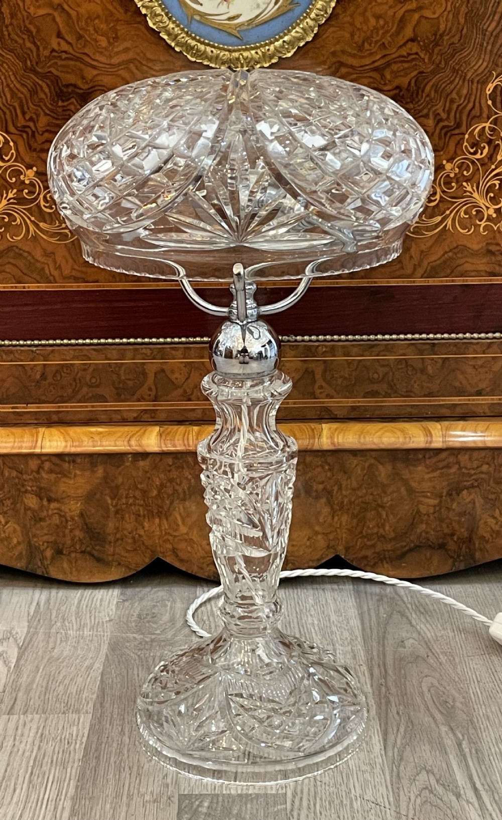 Cut Glass Crystal Mushroom Table Lamp