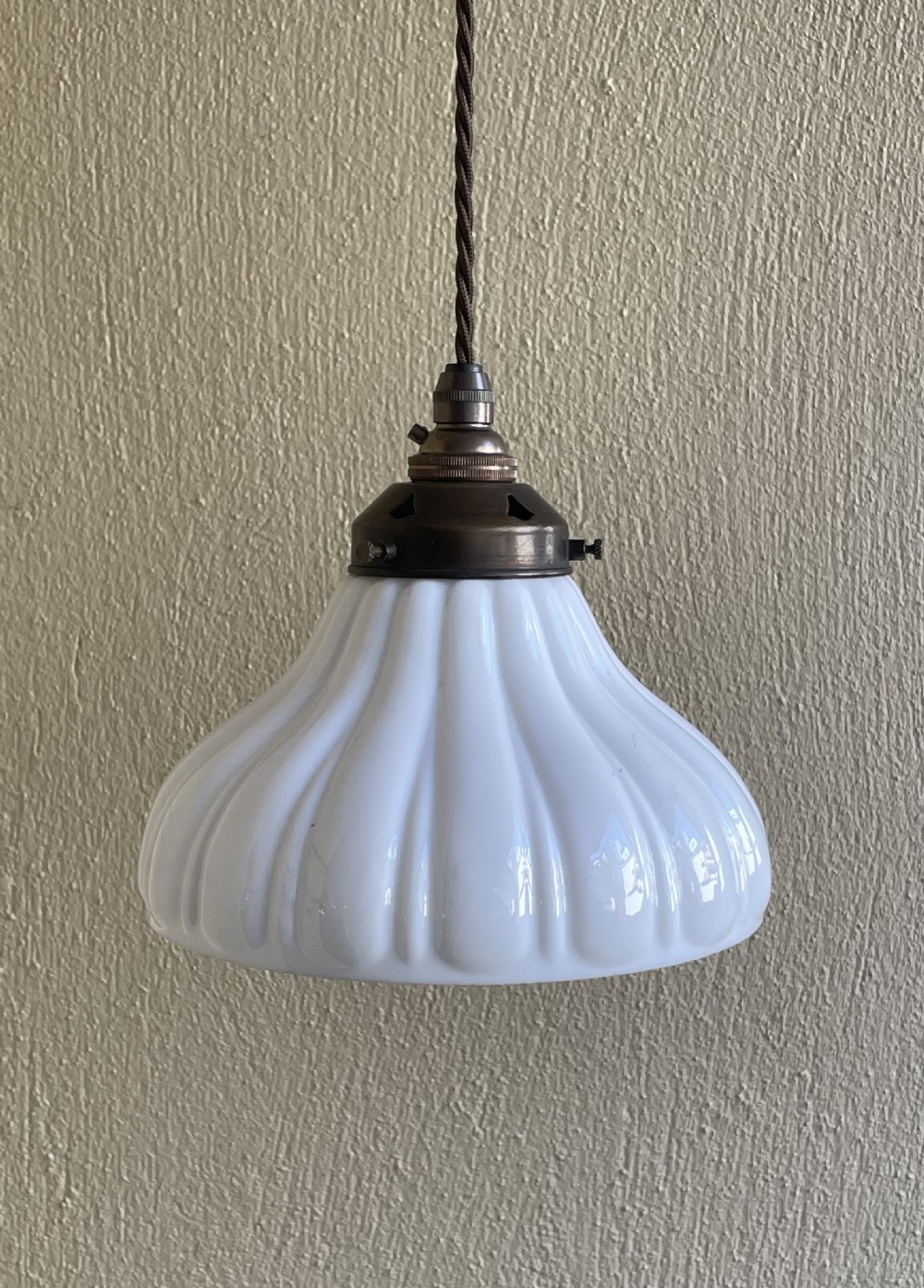 1930s Milk Glass Chapel Pendant Light View III