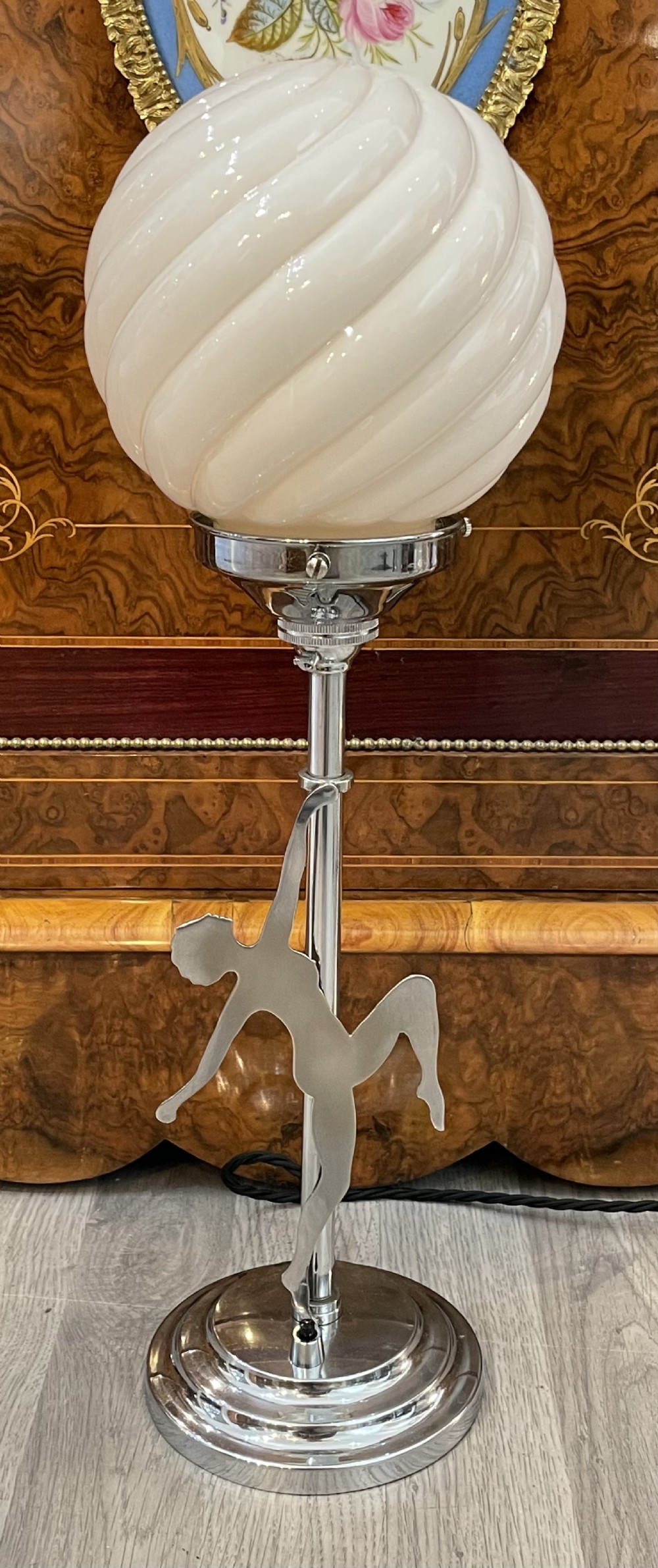 Art Deco Chrome Lady Table Lamp