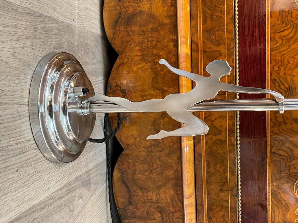 Art Deco Chrome Lady Table Lamp View IV