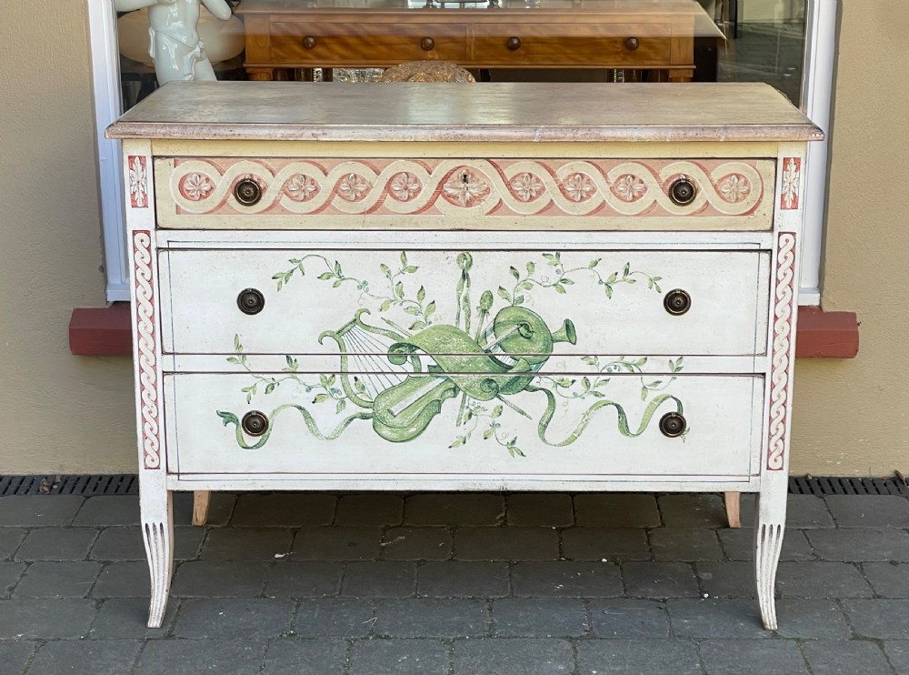 20th Century Louis XVI Style Painted Chest of Drawers Commode