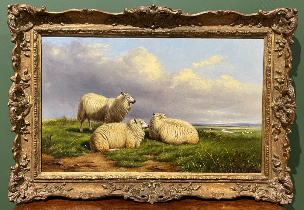 Exquisite 19th Century Sheep Landscape Oil Painting  View IV
