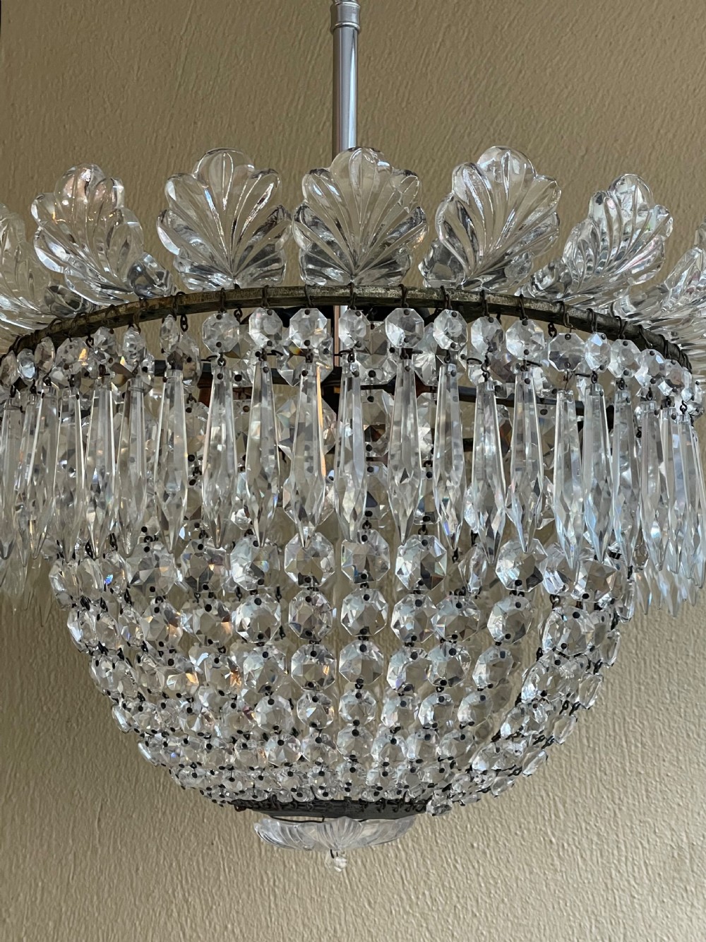 Impressive Silver Plated Triple Bulb Bag Chandelier View VI