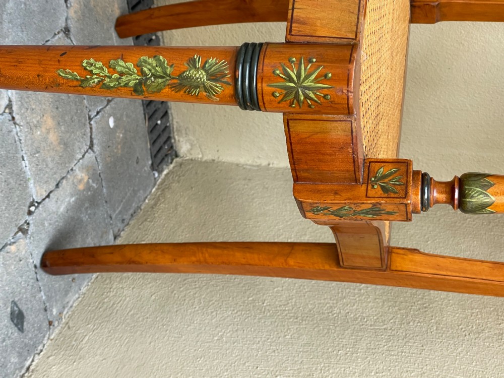 Late Victorian Sheraton Revival Satinwood Painted Armchair View II