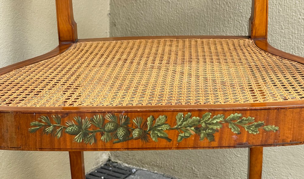 Late Victorian Sheraton Revival Satinwood Painted Armchair View VII