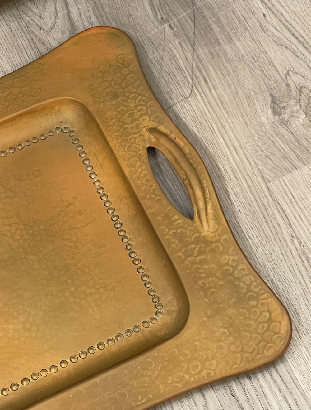 Fantastic Arts & Crafts Coppered Brass Tray View V