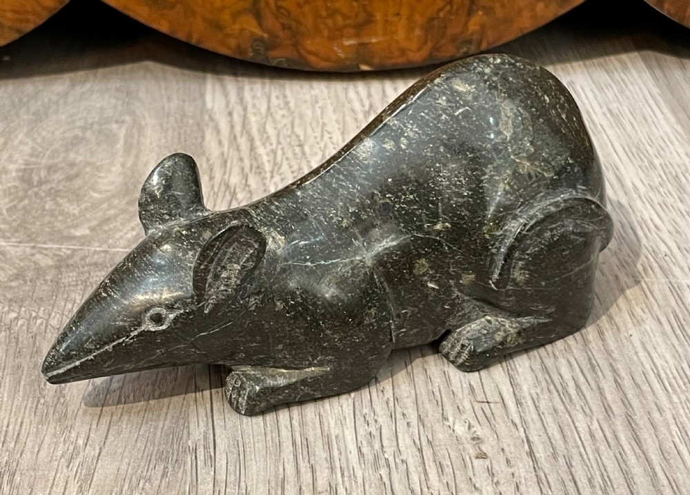 Carved Serpentine Rat Paperweight
