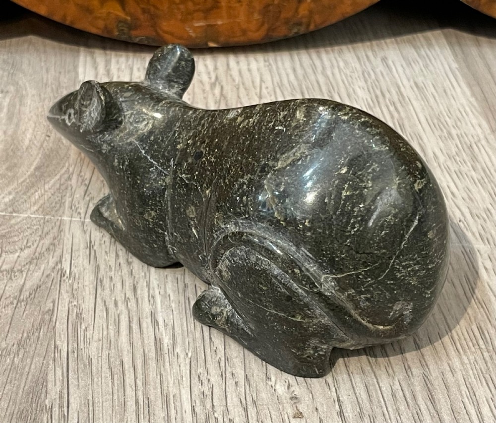 Carved Serpentine Rat Paperweight View II