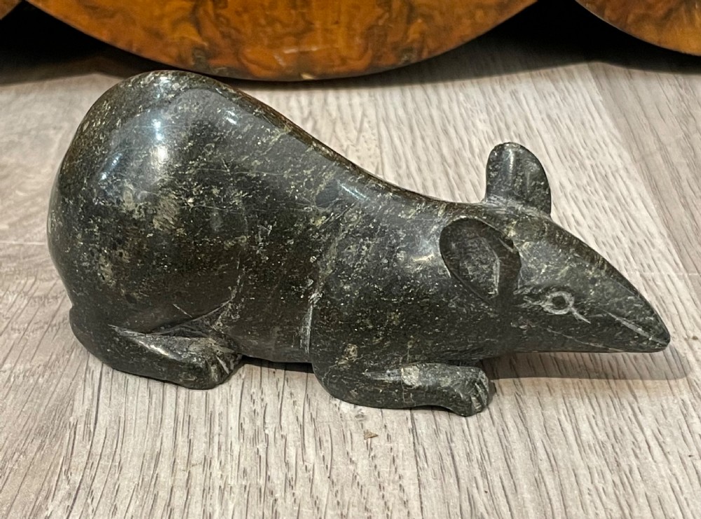 Carved Serpentine Rat Paperweight View IV