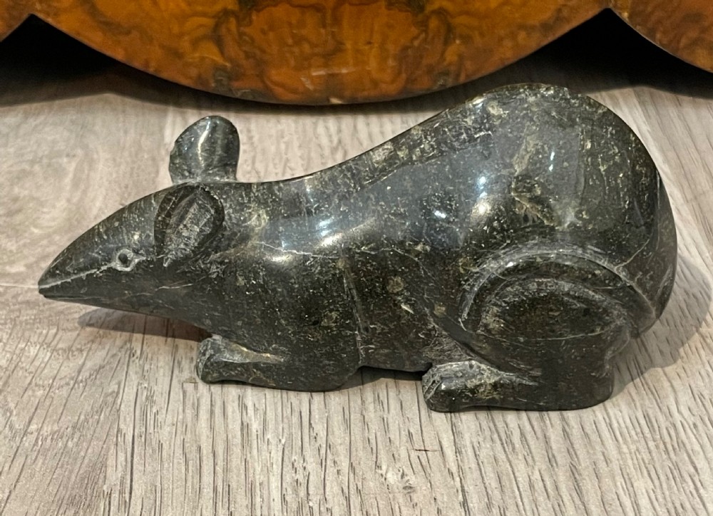 Carved Serpentine Rat Paperweight View V