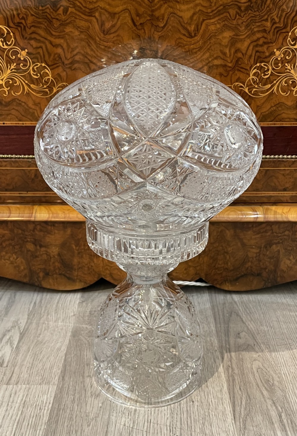 Quality Cut Glass Mushroom Table Lamp
