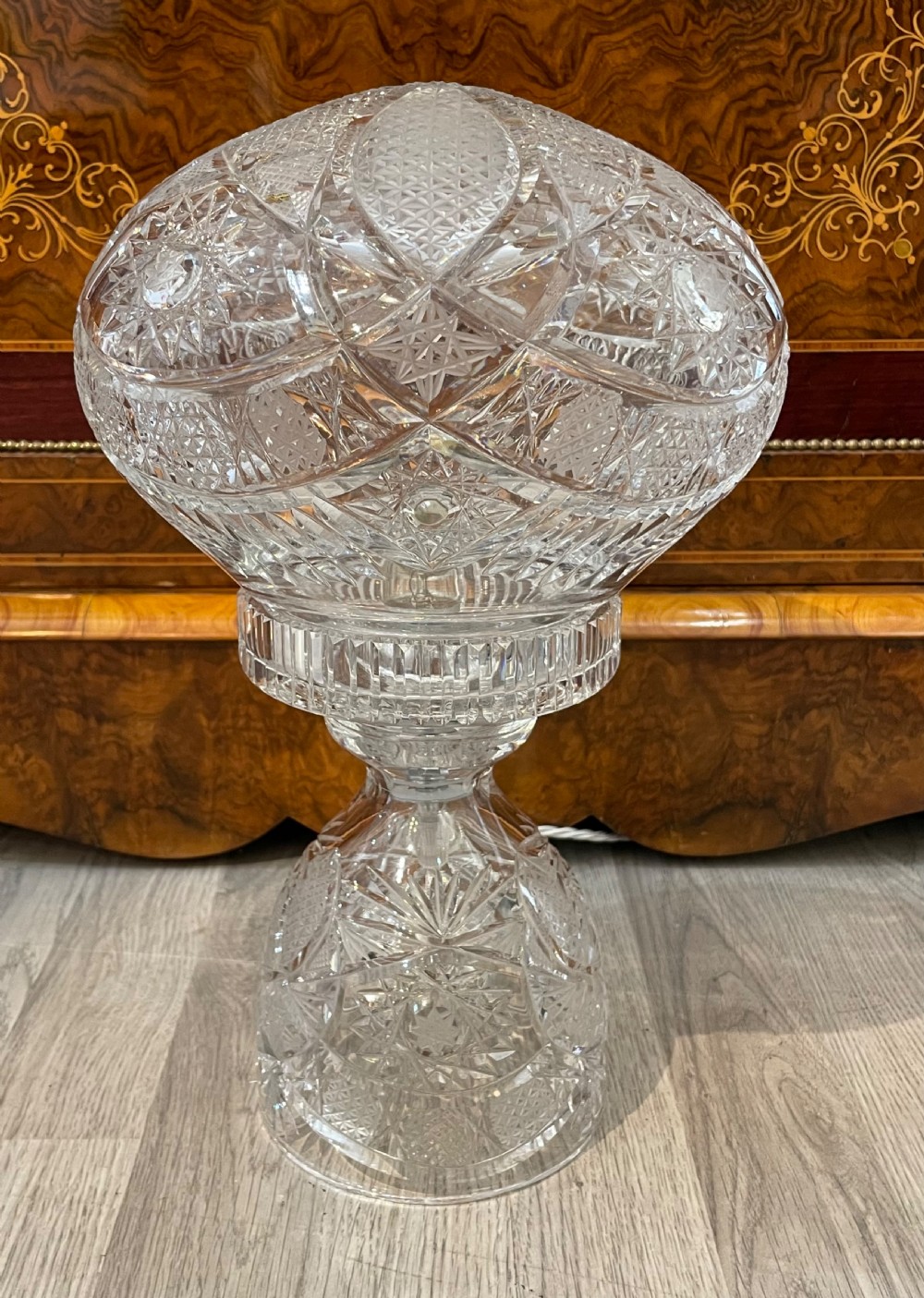 Quality Cut Glass Mushroom Table Lamp View IV
