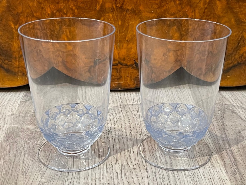 Pair Rene Lalique Pouilly Glasses