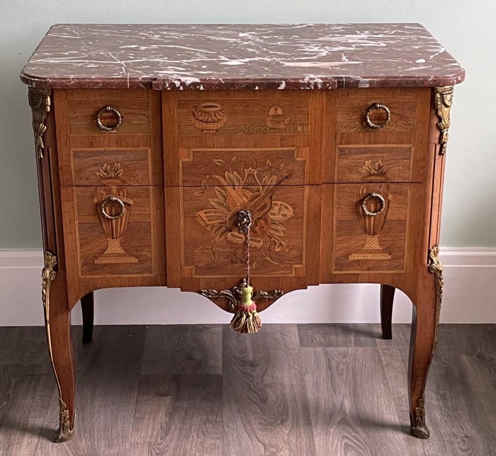 Impressive French Transitional Marquetry Commode