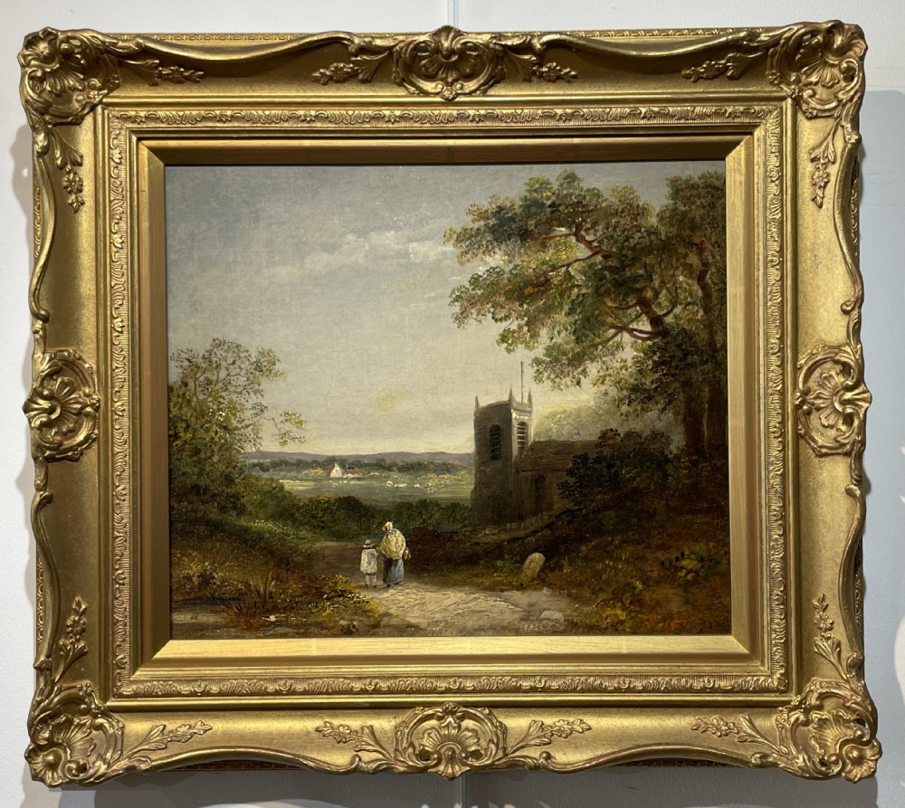 Good English Rural Landscape Oil Painting.