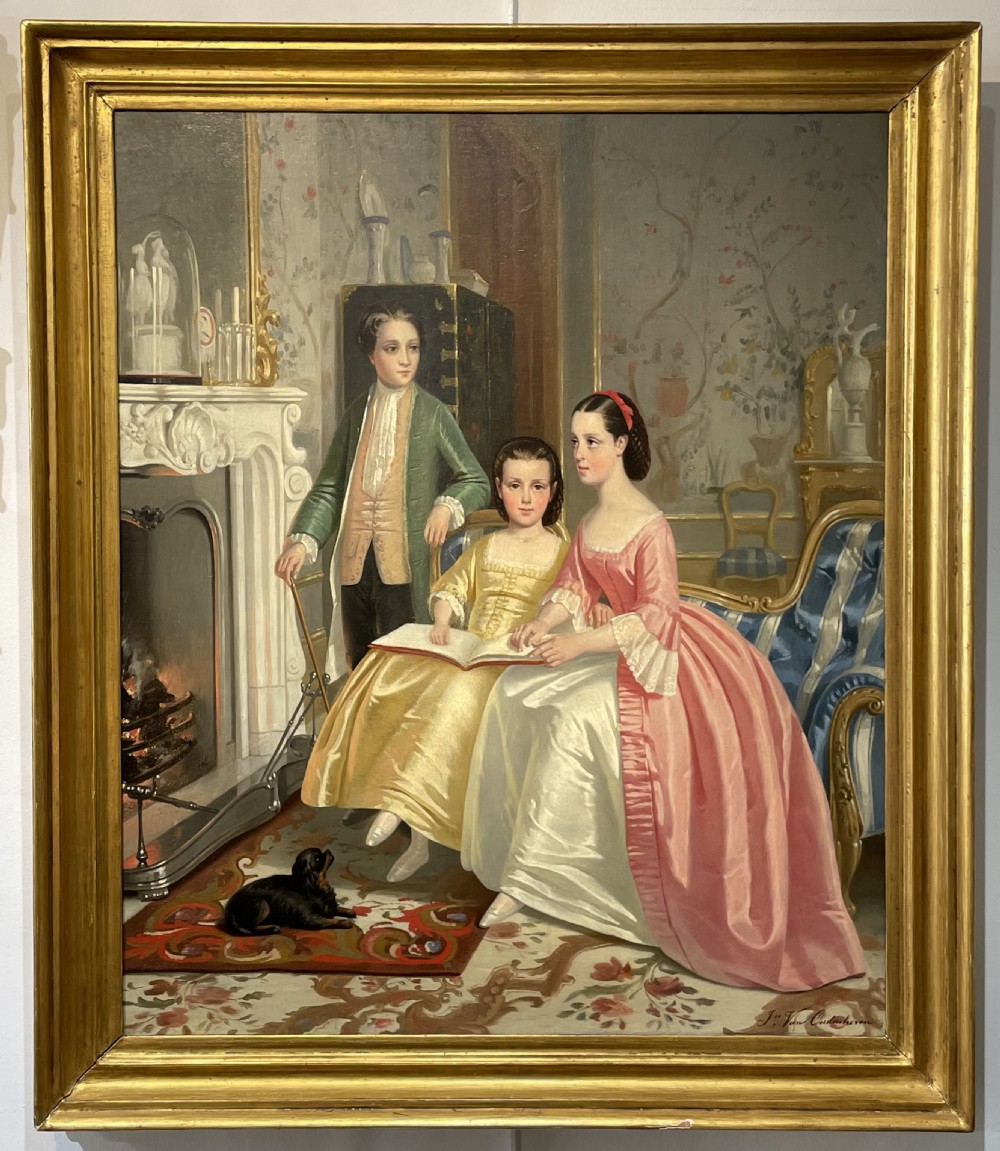 Impressive Interior Portrait Oil Painting by Joseph Van Oudenhoven