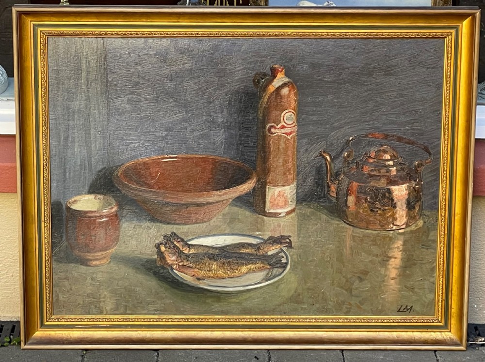 Dutch Still Life Oil Painting signed LM