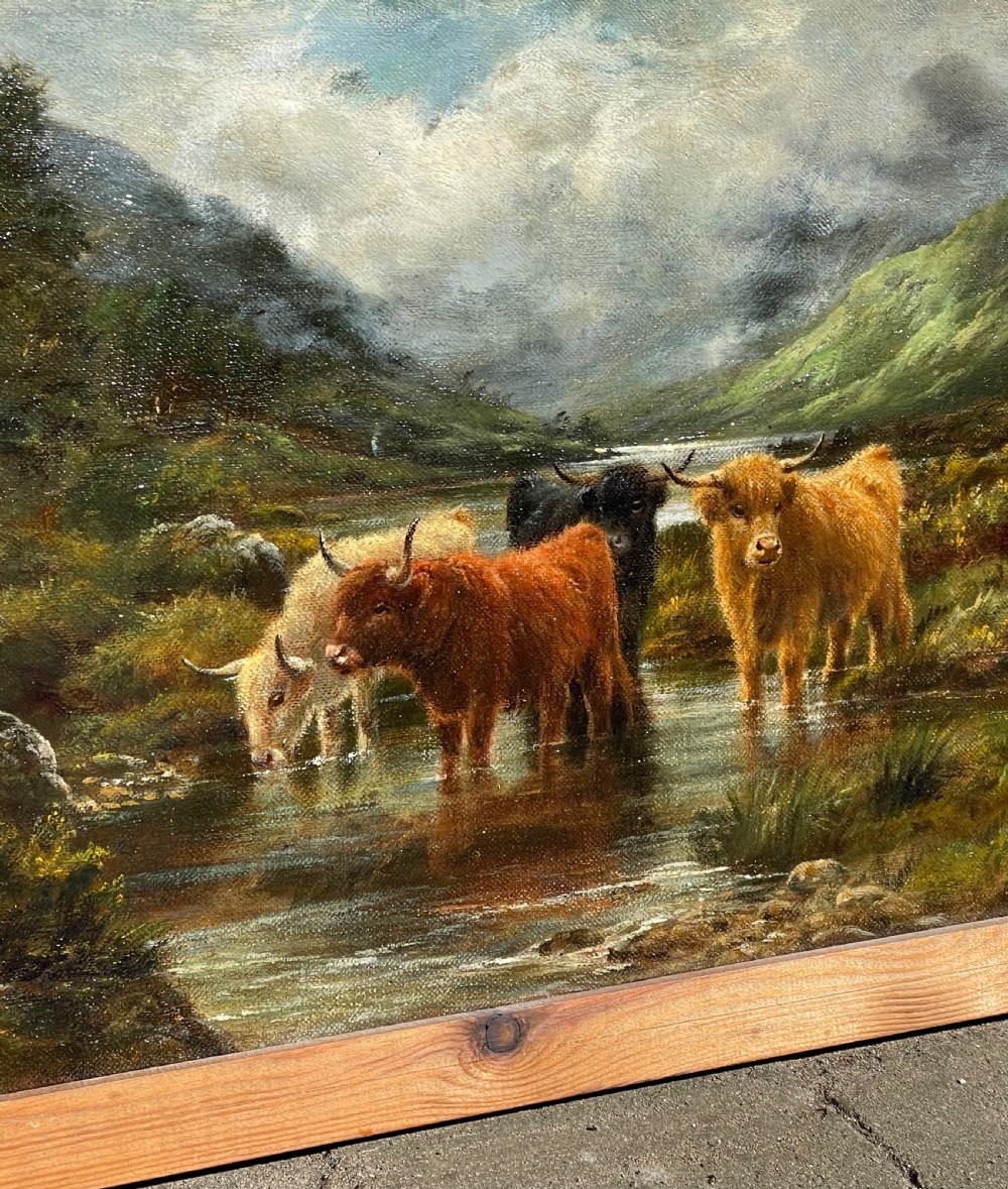 Highland Cattle Landscape Oil Painting by William H Watson View IV