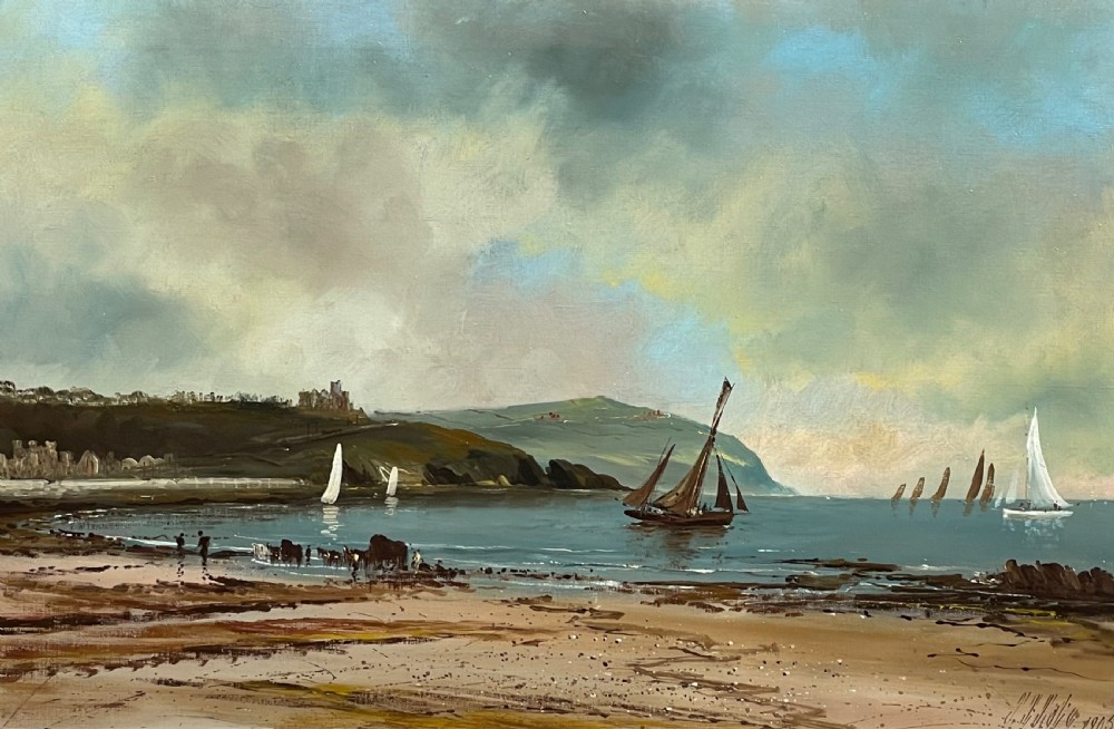 Large Edwardian Isle of Man Oil Painting by J E Tate 