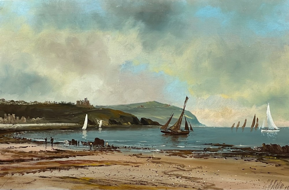 Large Edwardian Isle of Man Oil Painting by J E Tate  View IV