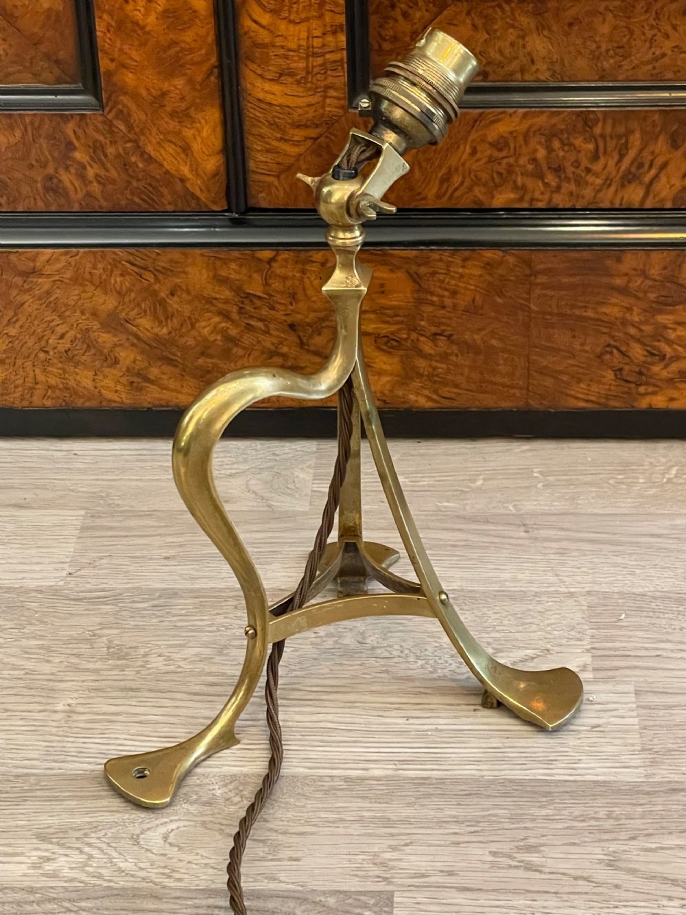 Stylish Arts & Crafts Table Lamp in Manner of Benson, stamped 