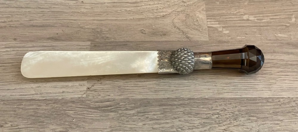 Rare Edwardian Silver & Mother of Pearl Thistle Letter Opener