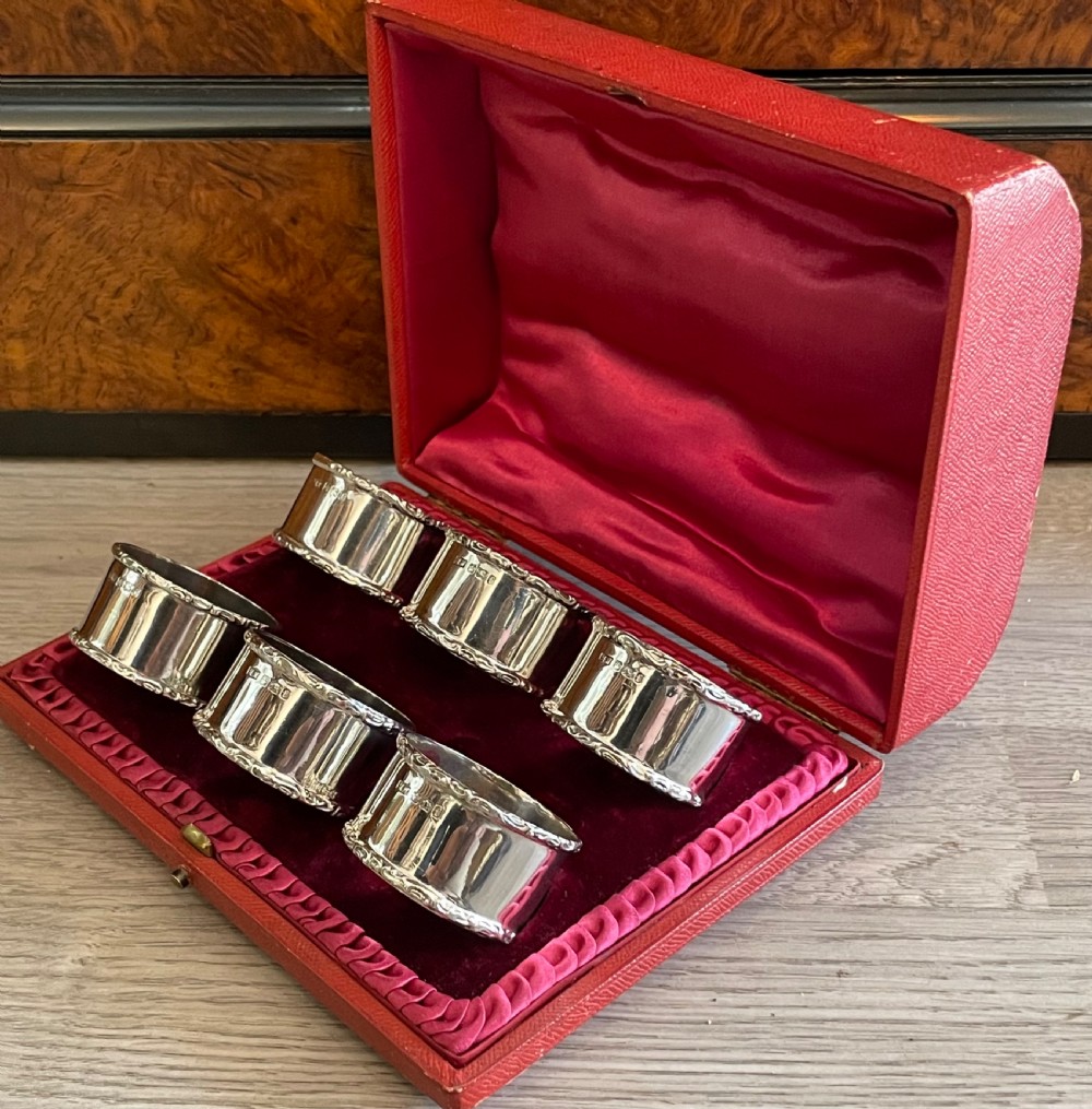 Set of Six Victorian Silver Napkin Rings View II