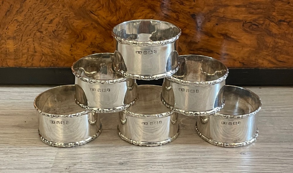 Set of Six Victorian Silver Napkin Rings View V