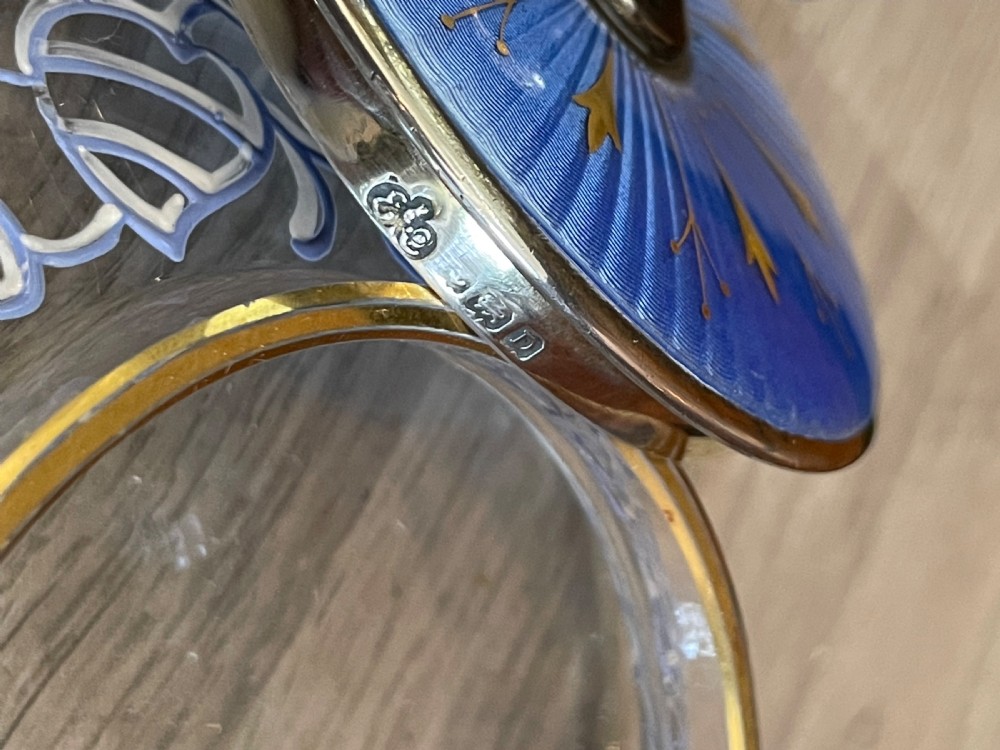 Rare George V Silver & Enamel Powder Jar by Elkington  View V