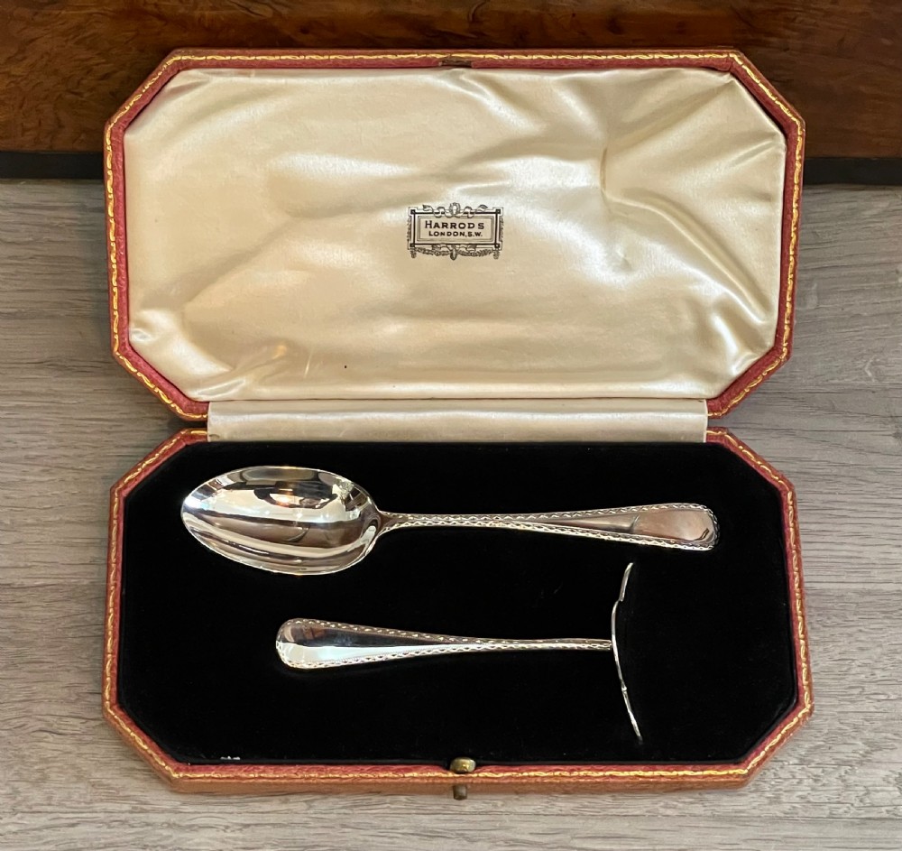 George V Solid Silver Christening Set by Harrods