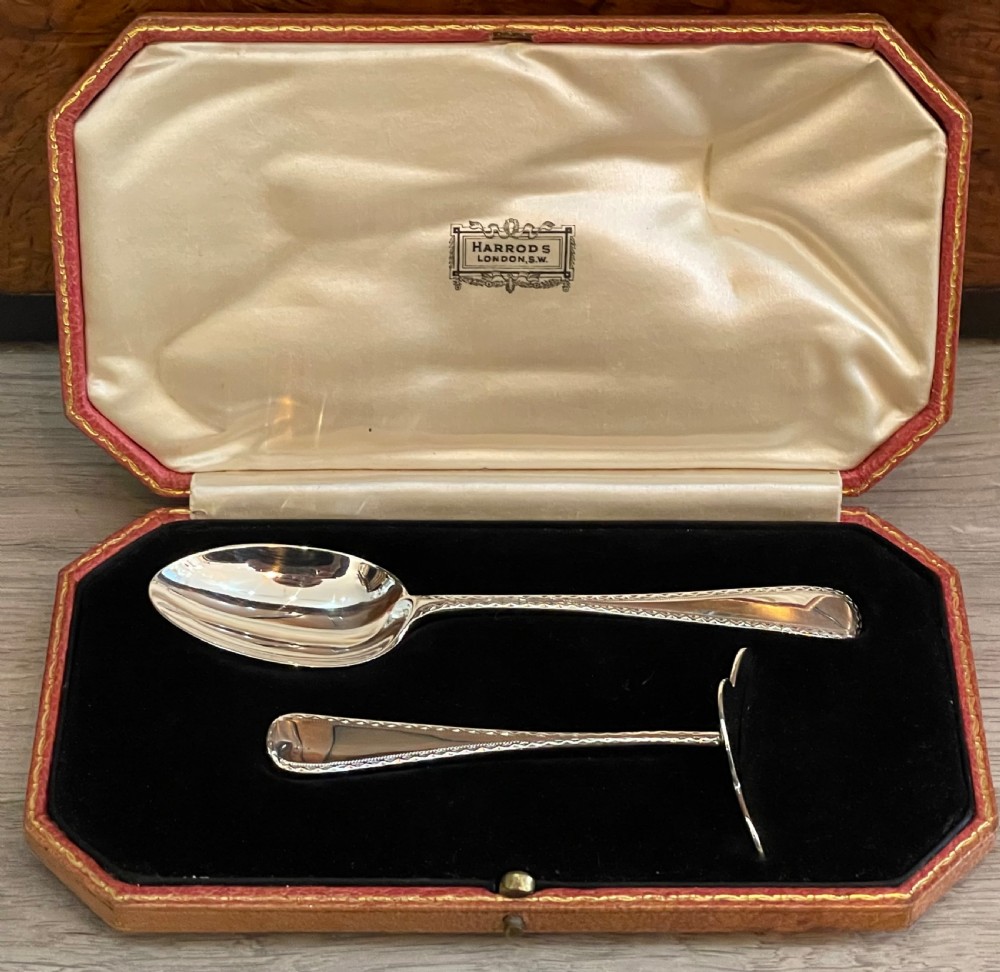 George V Solid Silver Christening Set by Harrods View II